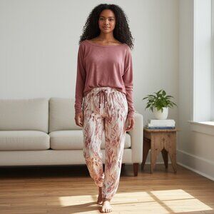 Jenni Intimates 2pc Withered Rose Top & Swirled Pants Lounge/Pajama Set Medium